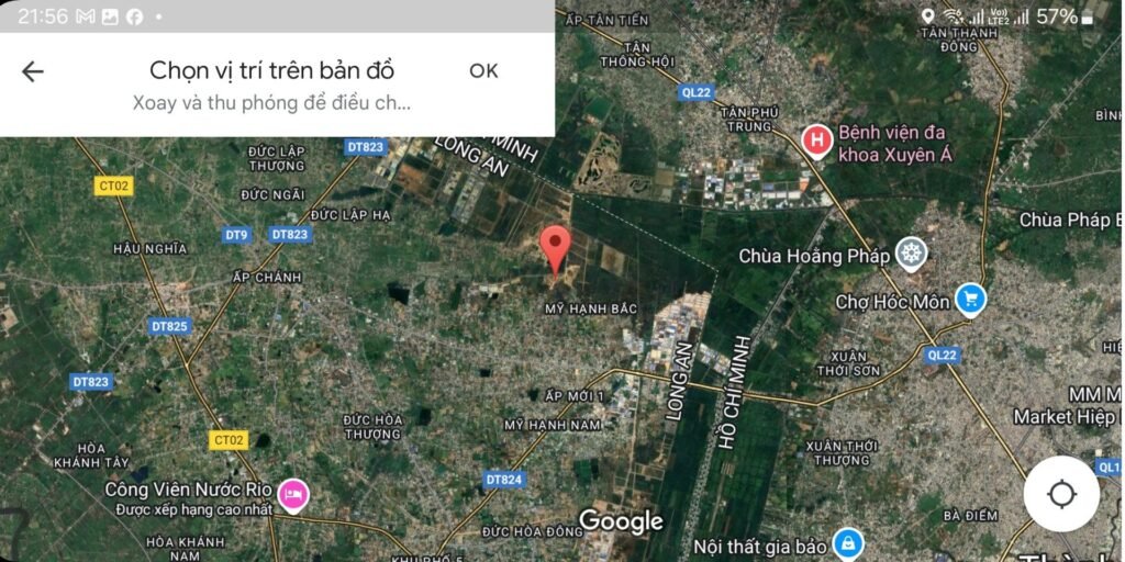 Ảnh chụp bản đồ qua vệ tinh để khách hàng biết trước khi liên hệ Đất nền Mỹ Hạnh.